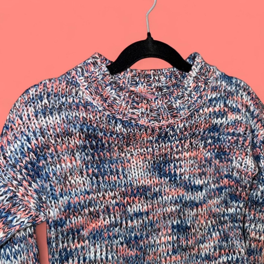 Say What Girls Marled Knit Sweater Size S (7/8) Bell Sleeve Mock Neck Cozy - Picture 2 of 4